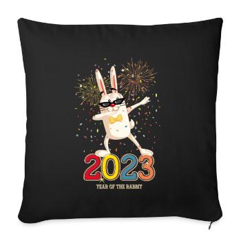 Fête du Nouvel An Bonne Année 2023 - Housse de coussin décorative 45 x 45 cm - noir - Devant