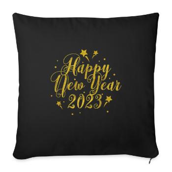 Fête du Nouvel An Bonne Année 2023 - Housse de coussin décorative 45 x 45 cm - noir - Devant