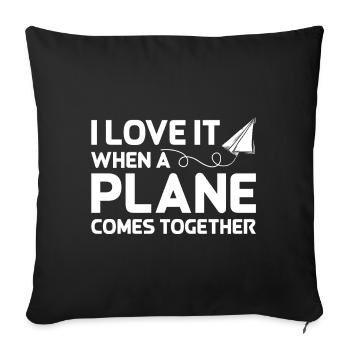 Pilote de ligne Pun Avion Aviation Pilote d’avion - Housse de coussin décorative 45 x 45 cm - noir - Devant