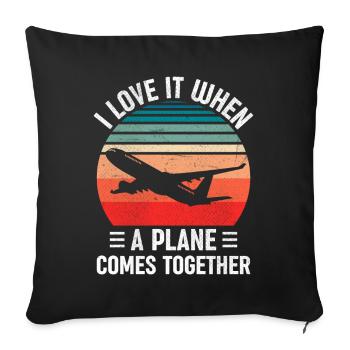 Pilote de ligne Avion Avion Avion Avion Jeu de mots - Housse de coussin décorative 45 x 45 cm - noir - Devant