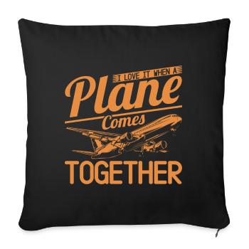 Cadeau de pilote d’avion Drôle de pilote Disant - Housse de coussin décorative 45 x 45 cm - noir - Devant