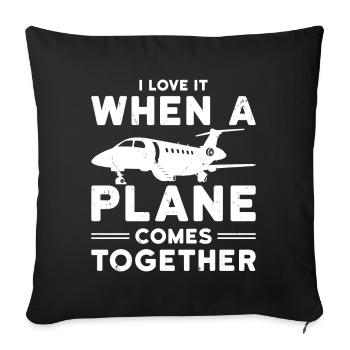 Pilote de ligne Avion Vol de compagnie aérienne - Housse de coussin décorative 45 x 45 cm - noir - Devant