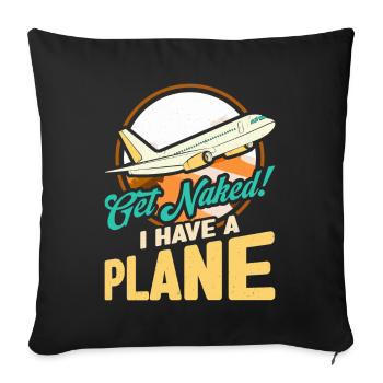 Devis de pilote de ligne J’ai un pilote d’avion - Housse de coussin décorative 45 x 45 cm - noir - Devant