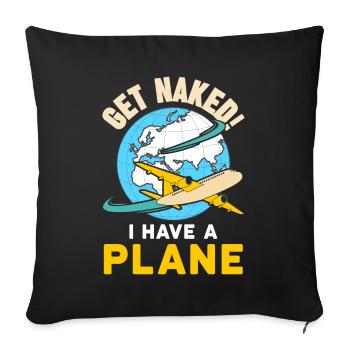Devis de pilote de ligne J’ai un pilote d’avion - Housse de coussin décorative 45 x 45 cm - noir - Devant