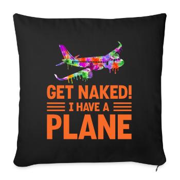 Devis de pilote de ligne J’ai un pilote d’avion - Housse de coussin décorative 45 x 45 cm - noir - Devant