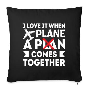 L’avion pilote de ligne se réunit Aircraft Pun - Housse de coussin décorative 45 x 45 cm - noir - Devant