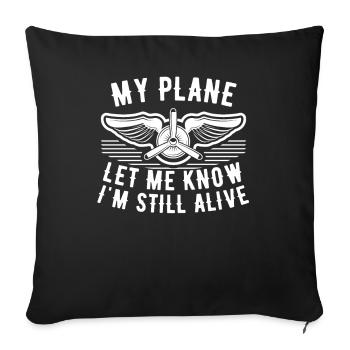 Jeu de mots d’aviation de pilote de ligne pour les pilotes de vol réguliers - Housse de coussin décorative 45 x 45 cm - noir - Devant