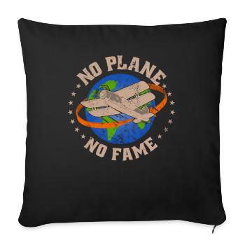 Jeu de mots d’aviation de pilote de ligne pour les pilotes de vol réguliers - Housse de coussin décorative 45 x 45 cm - noir - Devant