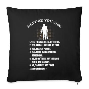 Metal detection, metal detector - Sofa pillowcase 17,3'' x 17,3'' (45 x 45 cm) - black - Front