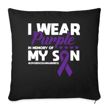 Purple en mémoire de mon fils surdose de drogue - Housse de coussin décorative 45 x 45 cm - noir - Devant