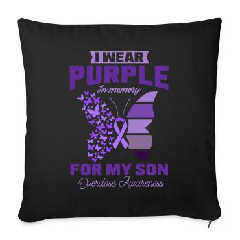 Purple en mémoire de mon fils surdose de drogue - Housse de coussin décorative 45 x 45 cm - noir - Devant