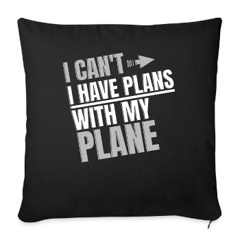 Jeu de mots d’aviation de pilote de ligne pour un pilote de compagnie - Housse de coussin décorative 45 x 45 cm - noir - Devant