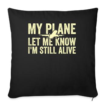 Jeu de mots d’aviation de pilote de ligne pour un pilote de compagnie - Housse de coussin décorative 45 x 45 cm - noir - Devant