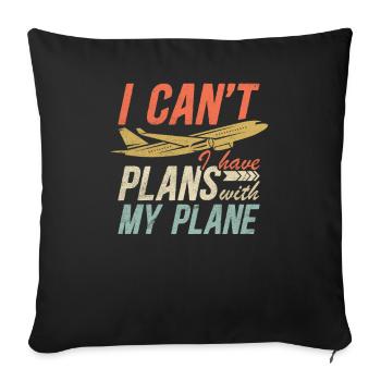 Jeu de mots d’aviation de pilote de ligne pour un pilote de compagnie - Housse de coussin décorative 45 x 45 cm - noir - Devant