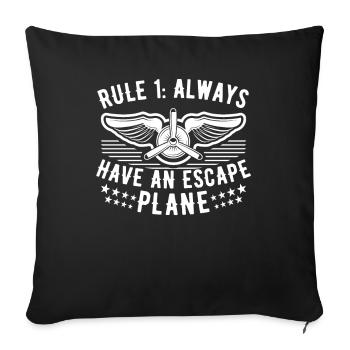Jeu de mots d’aviation de pilote de ligne pour un pilote de compagnie - Housse de coussin décorative 45 x 45 cm - noir - Devant