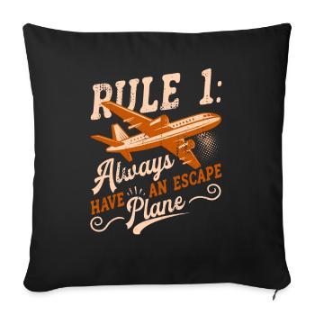 Jeu de mots d’aviation de pilote de ligne pour un pilote de compagnie - Housse de coussin décorative 45 x 45 cm - noir - Devant