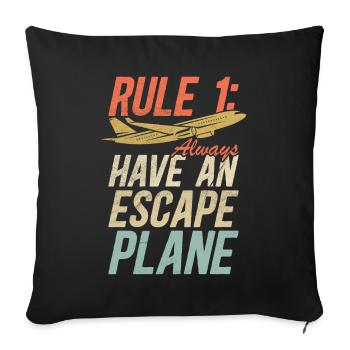 Jeu de mots d’aviation de pilote de ligne pour un pilote de compagnie - Housse de coussin décorative 45 x 45 cm - noir - Devant