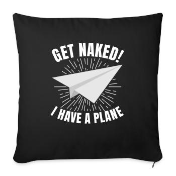 Jeu de mots d’aviation de pilote de ligne pour un pilote de compagnie - Housse de coussin décorative 45 x 45 cm - noir - Devant