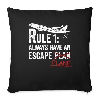 Jeu de mots d’aviation de pilote de ligne pour un pilote de compagnie - Housse de coussin décorative 45 x 45 cm - noir - Devant