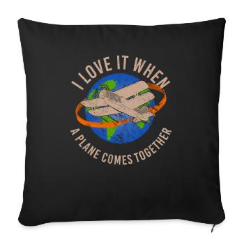Jeu de mots sur le sujet de l’aviation de pilote de ligne pour - Housse de coussin décorative 45 x 45 cm - noir - Devant