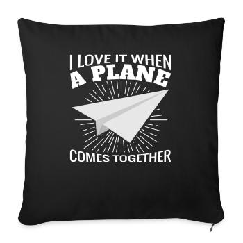 Jeu de mots d’aviation de pilote de ligne pour un pilote de compagnie - Housse de coussin décorative 45 x 45 cm - noir - Devant