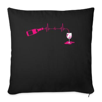 Amateurs de vin, buveurs de vin rouge - Housse de coussin décorative 45 x 45 cm - noir - Devant