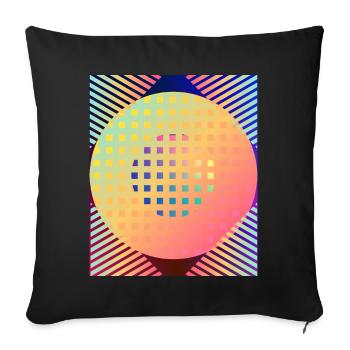 Moderne Kunst Grafik-Design 3 formen Linien Farben - Sofakissenbezug 45 x 45 cm - Schwarz - Vorne