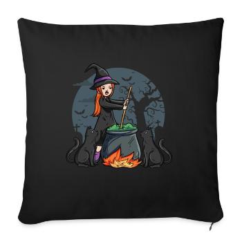 Witch with kettle - Sofa pillowcase 17,3'' x 17,3'' (45 x 45 cm) - black - Front