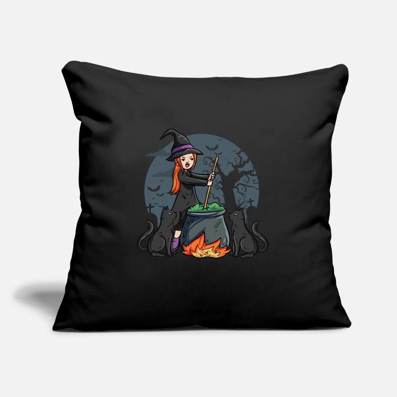 Sorcière avec bouilloire Housse de coussin décorative 45 x 45 cm