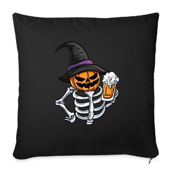 Skeleton Pumpkin Face - Sofa pillowcase 17,3'' x 17,3'' (45 x 45 cm) - black - Front