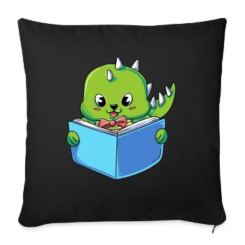 Dinosaur reading a book - Sofa pillowcase 17,3'' x 17,3'' (45 x 45 cm) - black - Front
