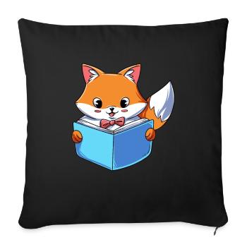 Fuchs liest Buch - Sofakissenbezug 45 x 45 cm - Schwarz - Vorne