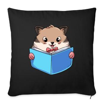 Hamster Lesebuch - Sofakissenbezug 45 x 45 cm - Schwarz - Vorne