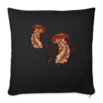 Jellyfish Sea Creatures - Sofa pillowcase 17,3'' x 17,3'' (45 x 45 cm) - black - Front