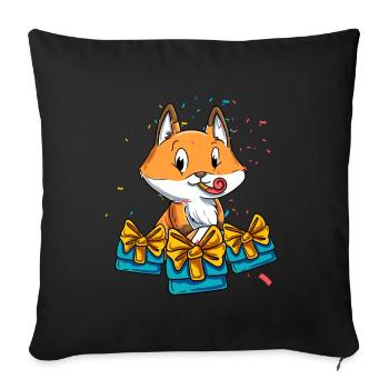 Fuchs Geburtstag - Sofakissenbezug 45 x 45 cm - Schwarz - Vorne