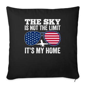 The sky is not the limit pilot aviation - Sofa pillowcase 17,3'' x 17,3'' (45 x 45 cm) - black - Front