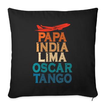 Alphabet Pilote Aviation Radio Airband Pilote de ligne - Housse de coussin décorative 45 x 45 cm - noir - Devant