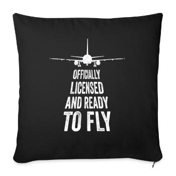 Licence de vol pour un pilote breveté - Housse de coussin décorative 45 x 45 cm - noir - Devant
