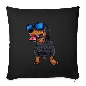 Teckel cool Teckel - Housse de coussin décorative 45 x 45 cm - noir - Devant