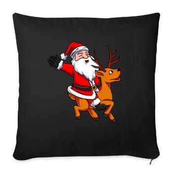 Santa Claus rides reindeer - Sofa pillowcase 17,3'' x 17,3'' (45 x 45 cm) - black - Front