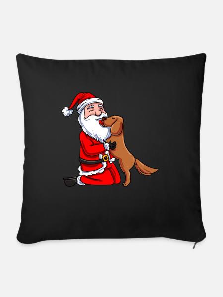 Weihnachtsmann Welpe - Sofakissenbezug 45 x 45 cm - Schwarz