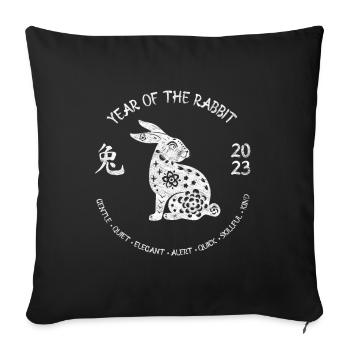 Fête du Nouvel An Bonne Année 2023 - Housse de coussin décorative 45 x 45 cm - noir - Devant