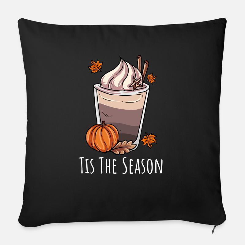Herbst Kaffee - Sofakissenbezug 45 x 45 cm - Schwarz