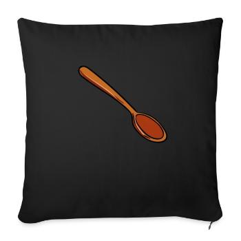 Wooden spoon - Sofa pillowcase 17,3'' x 17,3'' (45 x 45 cm) - black - Front