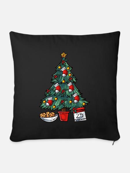 Weihnachtsbaum - Sofakissenbezug 45 x 45 cm - Schwarz