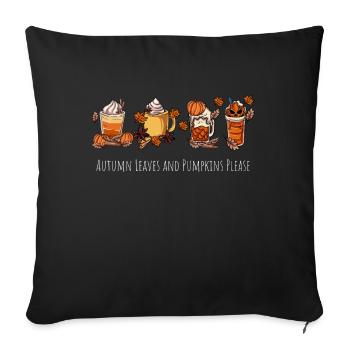 Tasse à café d’automne à la citrouille - Housse de coussin décorative 45 x 45 cm - noir - Devant
