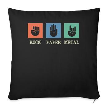 Metal music, rock paper metal music - Sofa pillowcase 17,3'' x 17,3'' (45 x 45 cm) - black - Front