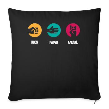 Metal music, rock paper metal music - Sofa pillowcase 17,3'' x 17,3'' (45 x 45 cm) - black - Front