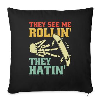 Fingerboard Hand Skateboarding Fingerboarding - Sofa pillowcase 17,3'' x 17,3'' (45 x 45 cm) - black - Front