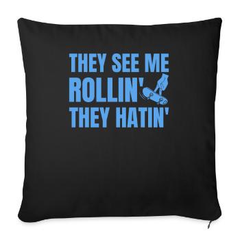Fingerboard Finger Skateboarding Fingerboarding - Sofa pillowcase 17,3'' x 17,3'' (45 x 45 cm) - black - Front
